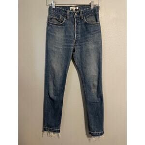 RE/DONE Levis Jeans Women 25 High Rise Distressed Frayed Hem Button Fly USA READ